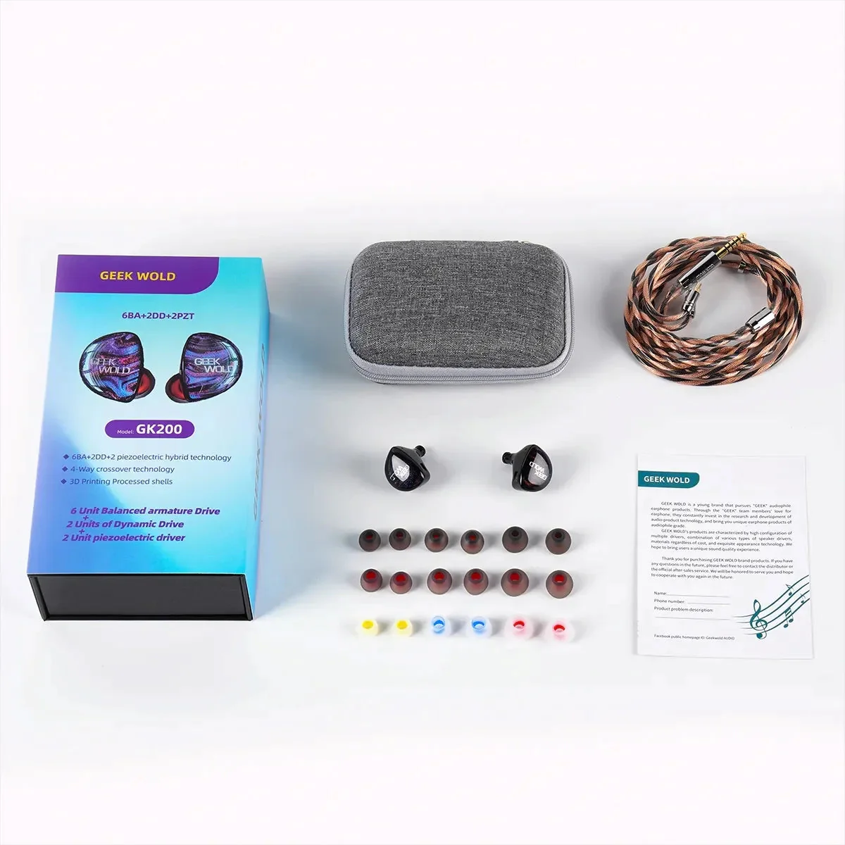 Geek Wold GK200 6BA+2DD+2PZT Hybrid Driver In-Ear Monitor - Image 6