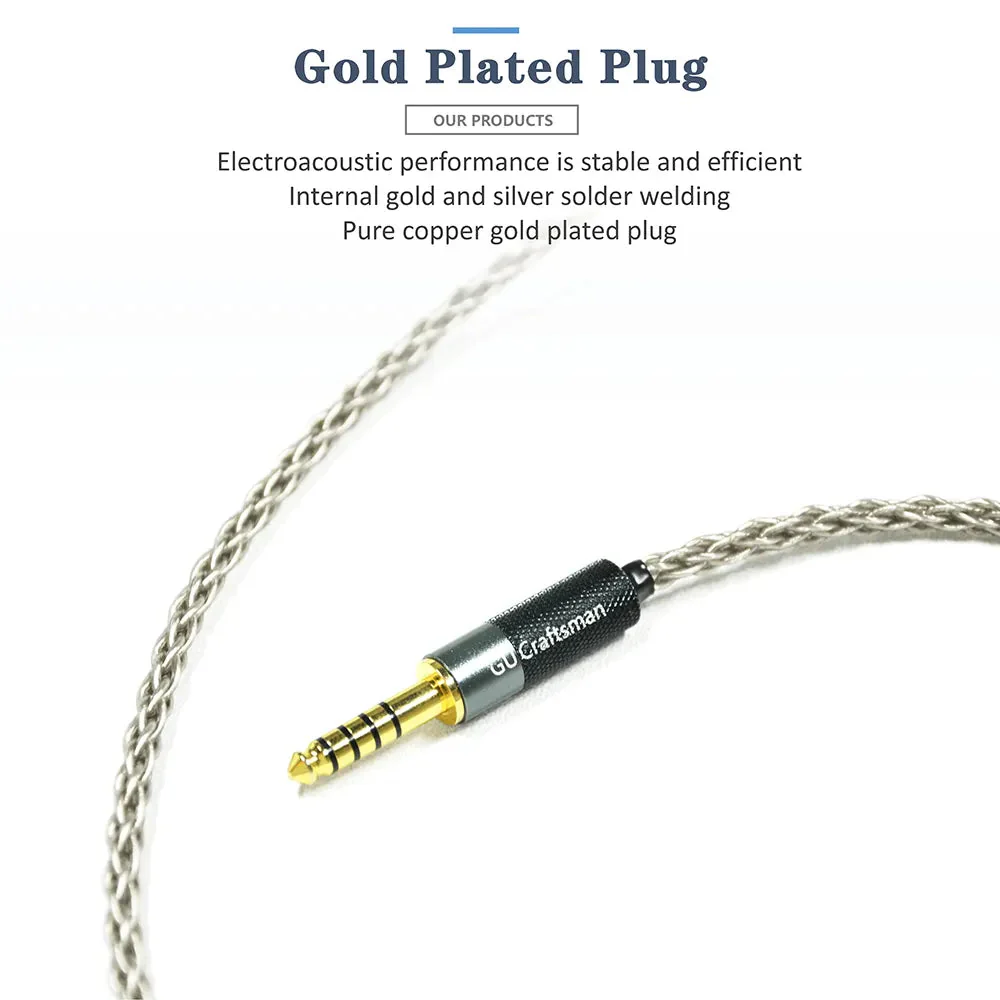 GUCraftsman 6N Single Crystal Silver Earphone Replacement Cables For Logitech/UE UE6Pro UE11Pro UE Live UE18+Pro IPX - Image 3